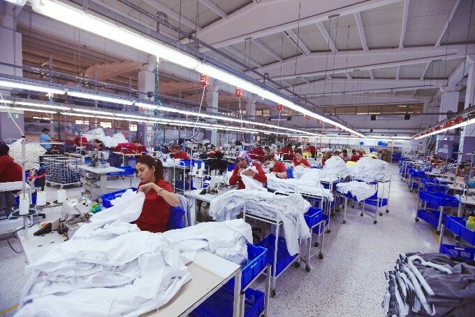 Women at a sewing tables